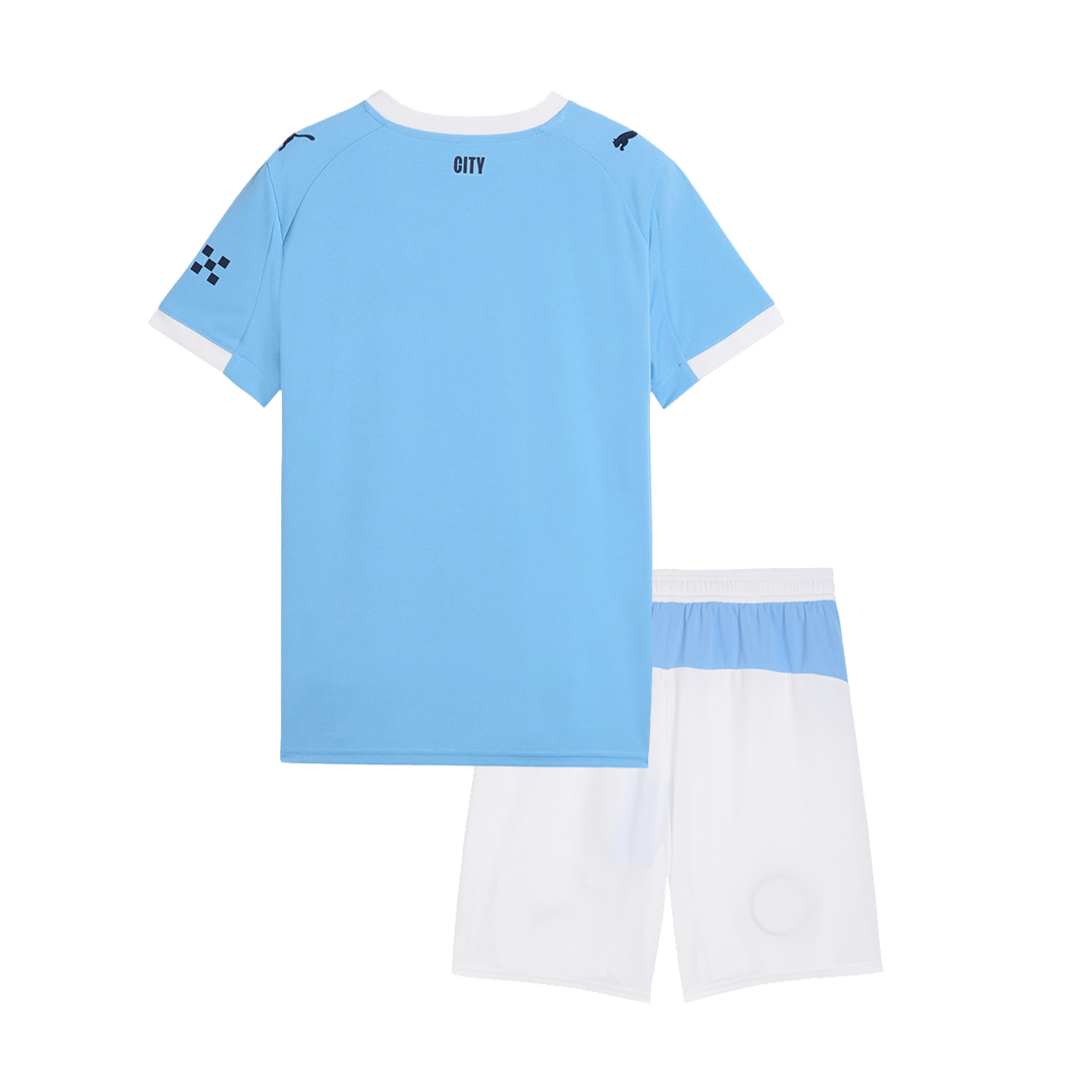 Manchester City Kid's Home Soccer Jersey Kit (Jersey+Shorts) 2025/26 Blue