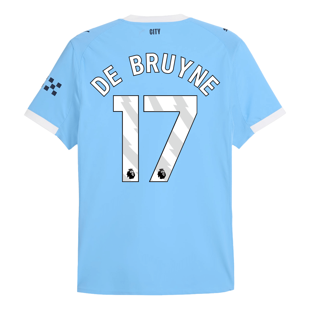 Maillot domicile de Manchester City, version joueur, bleu, DE BRUYNE n° 17
