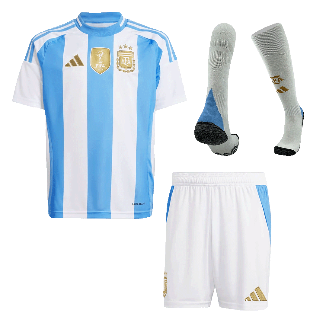 Argentina Kid's Home Football Jersey Kit (Jersey+Shorts+Socks) 2024