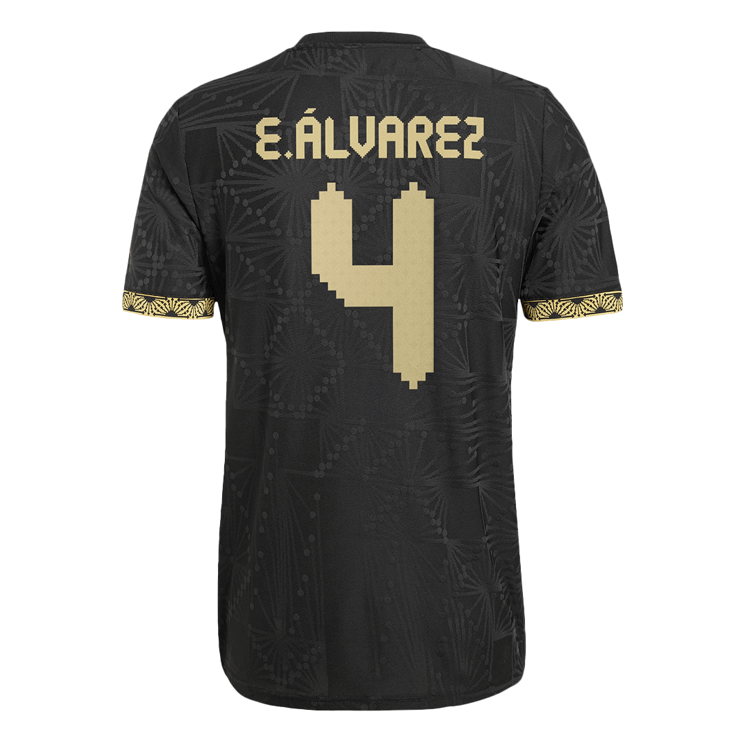 E.ÁLVAREZ #4 Mexico Third Away Player Version Football Jersey 2025 Black - Gold Cup