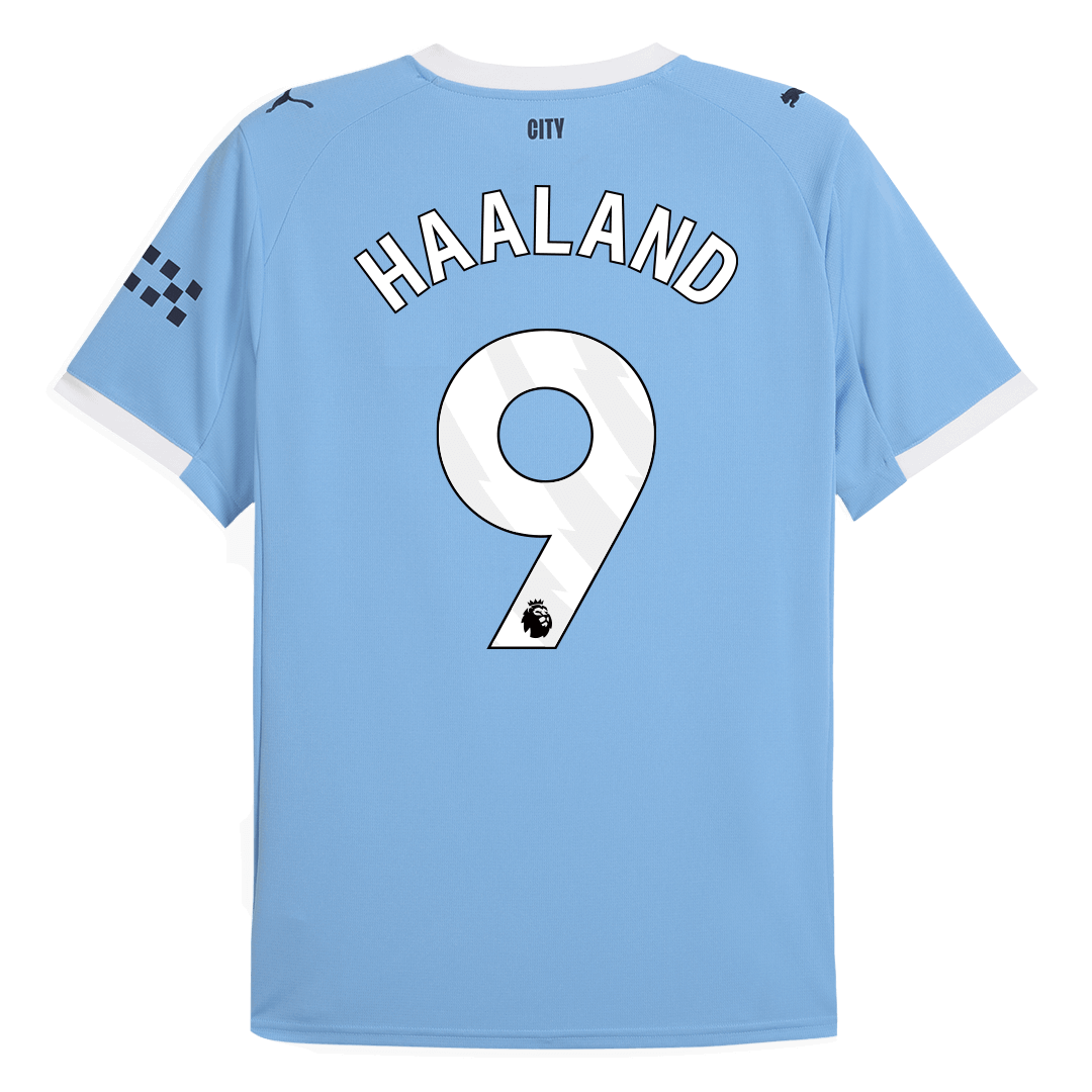 Camiseta de fútbol del Manchester City, local, número 9, de Haaland, temporada 2025/26, azul