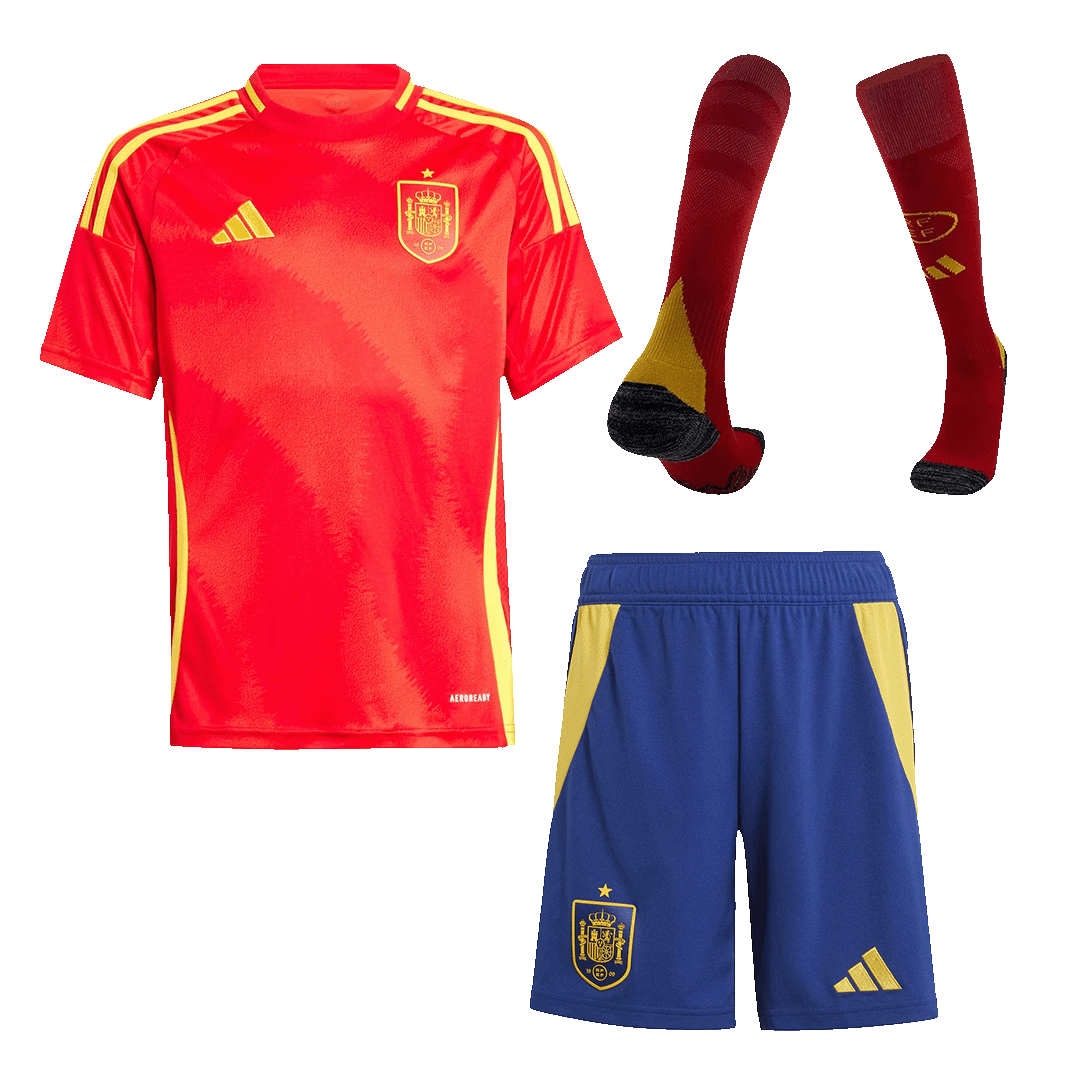 Spain Kid's Home Football Jersey Kit (Jersey+Shorts+Socks) Euro 2024
