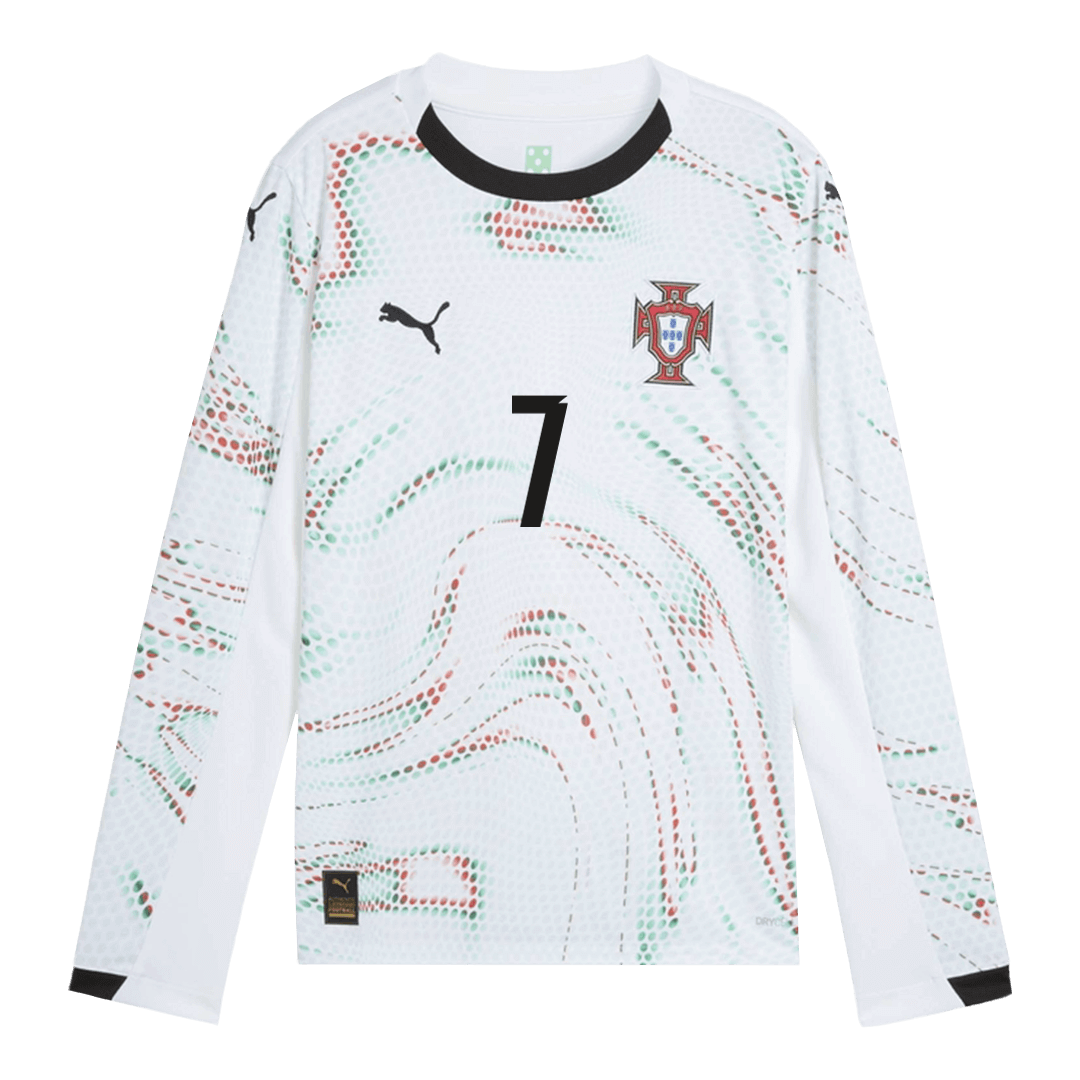 RONALDO #7 Portugal Away Long Sleeve Football Jersey 2025 White