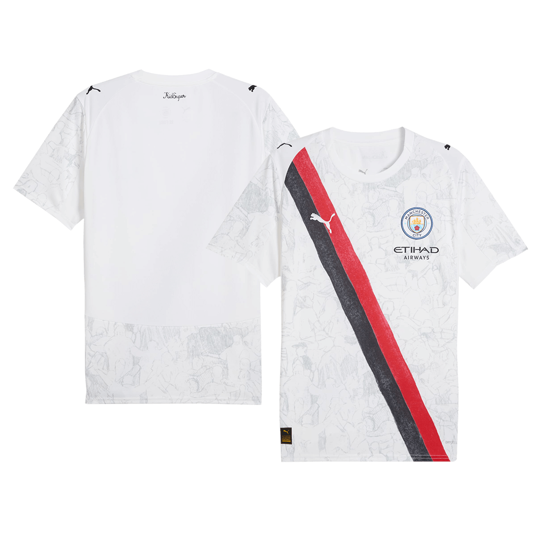 Camiseta de fútbol infantil del Manchester City 2025/26 blanca - Mundial de Clubes