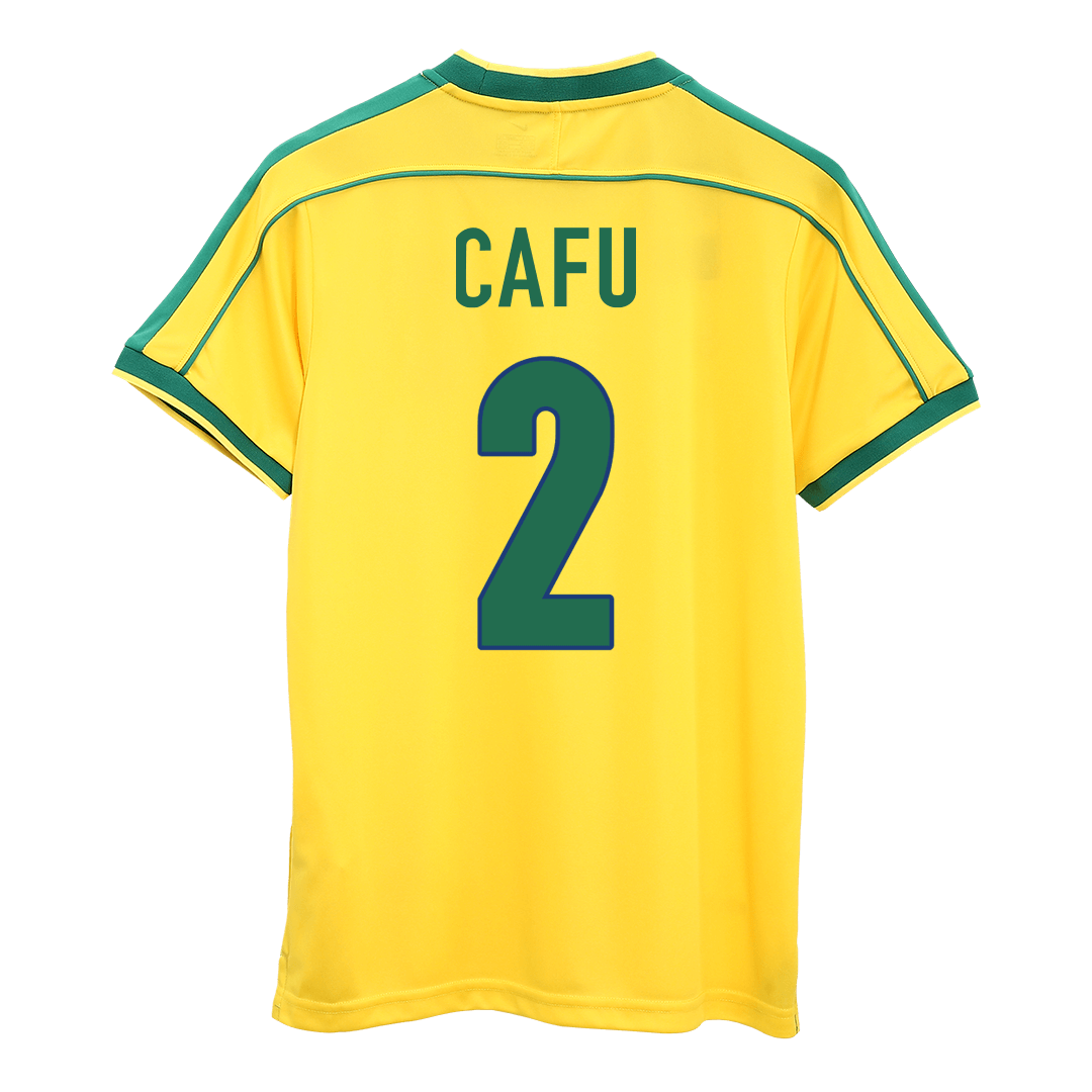 CAFU #2 Retro 1998 Brazil Home Football Jersey - World Cup