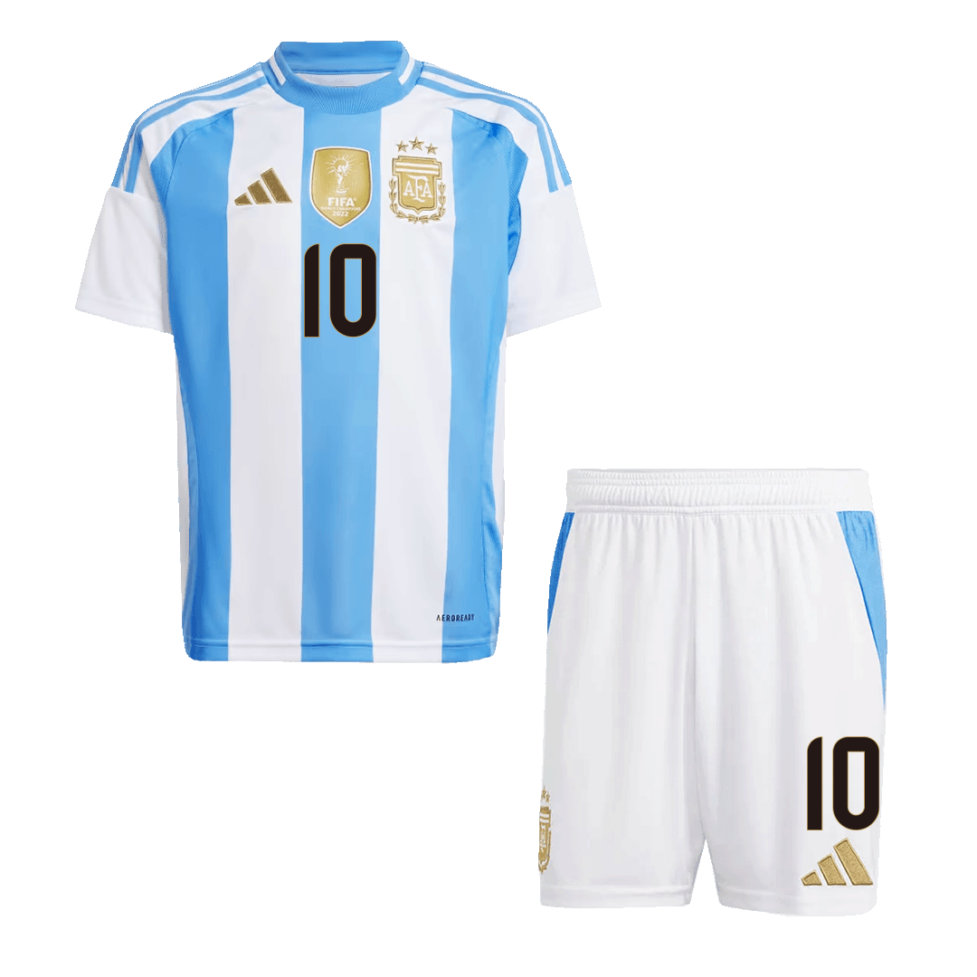 MESSI #10 Argentina Kid's Home Football Jersey Kit (Jersey+Shorts) 2024