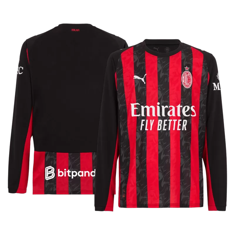 AC Milan Home Long Sleeve Soccer Jersey 2025/26