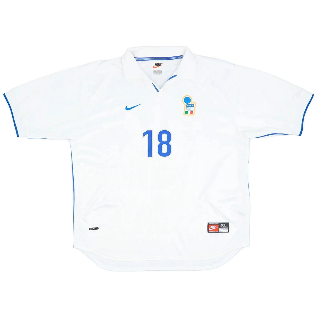 Camiseta de fútbol retro de visitante de Italia 1998 de BAGGIO R #18