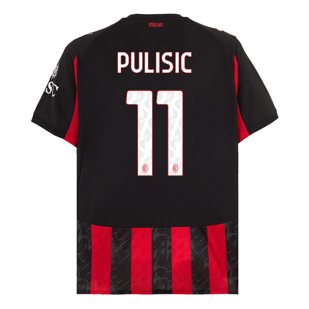 Camiseta de fútbol del AC Milan número 11, local, temporada 2025/26, roja y negra.