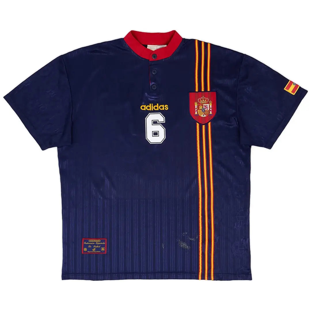 Maillot de football rétro extérieur R. HIERRO n°6 Espagne 1996