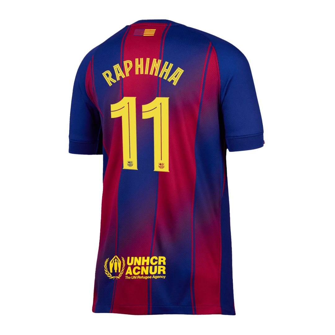 RAPHINHA #11 Barcelona Home Soccer Jersey 2025/26 - UCL