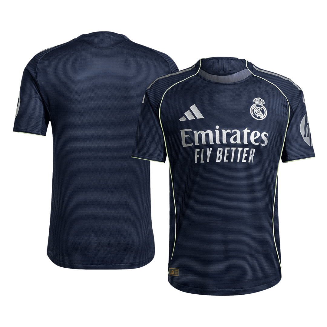 Camiseta de fútbol del Real Madrid, versión jugador, visitante, temporada 2025/26, azul marino