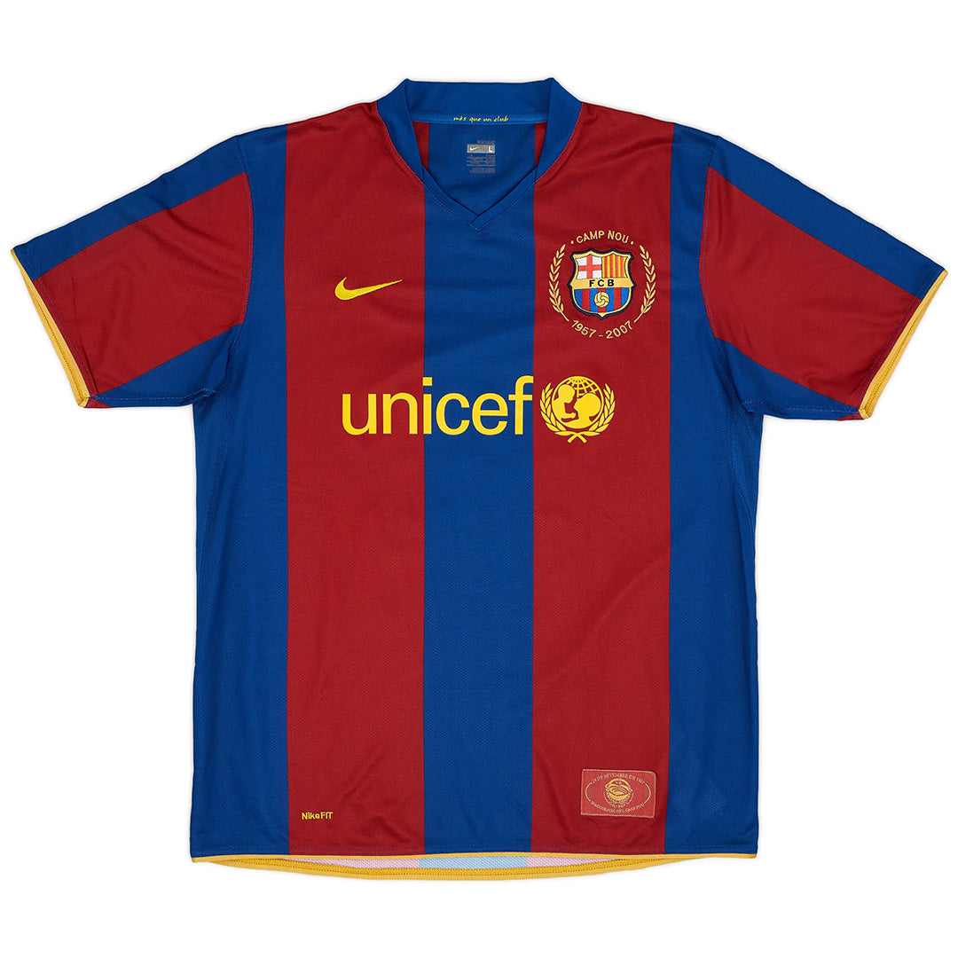 Maillot de football rétro domicile Messi #19 Barcelone 2007/08