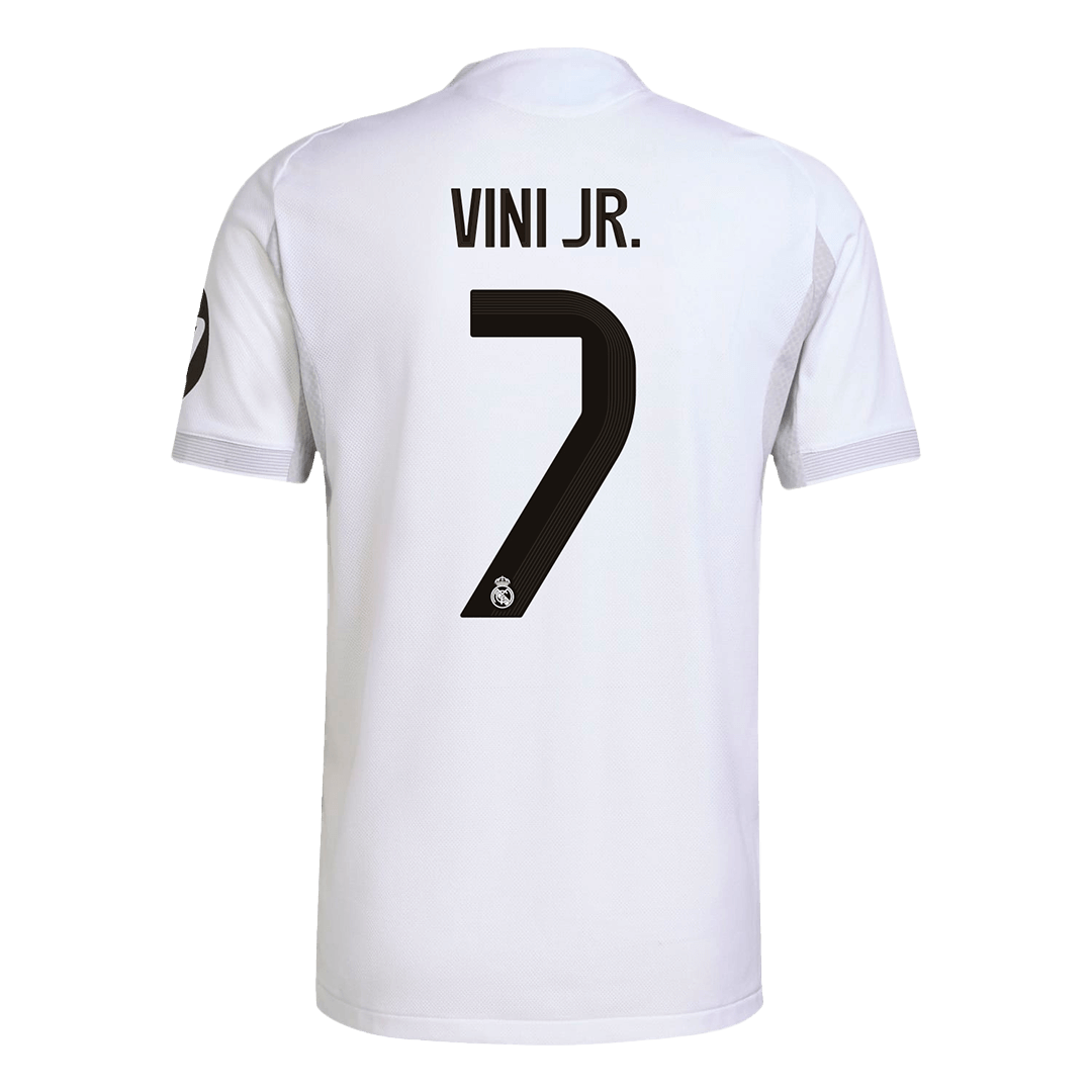 Camiseta de fútbol VINI JR. #7 Real Madrid, versión jugador local, temporada 2025/26, blanca