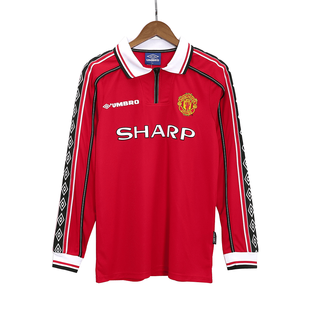 Manchester United 1998/99 Home Long Sleeve Retro Soccer Jersey