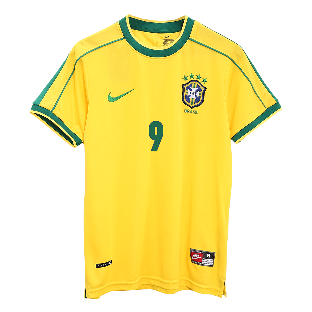 RONALDO #9 Retro 1998 Brazil Home Football Jersey - World Cup