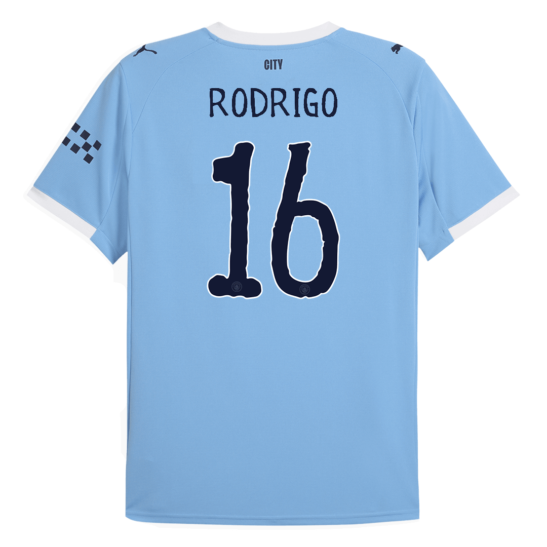 Maillot domicile de Manchester City, Rodrigo n° 16, bleu, saison 2025/26 - Coupe du Monde des Clubs