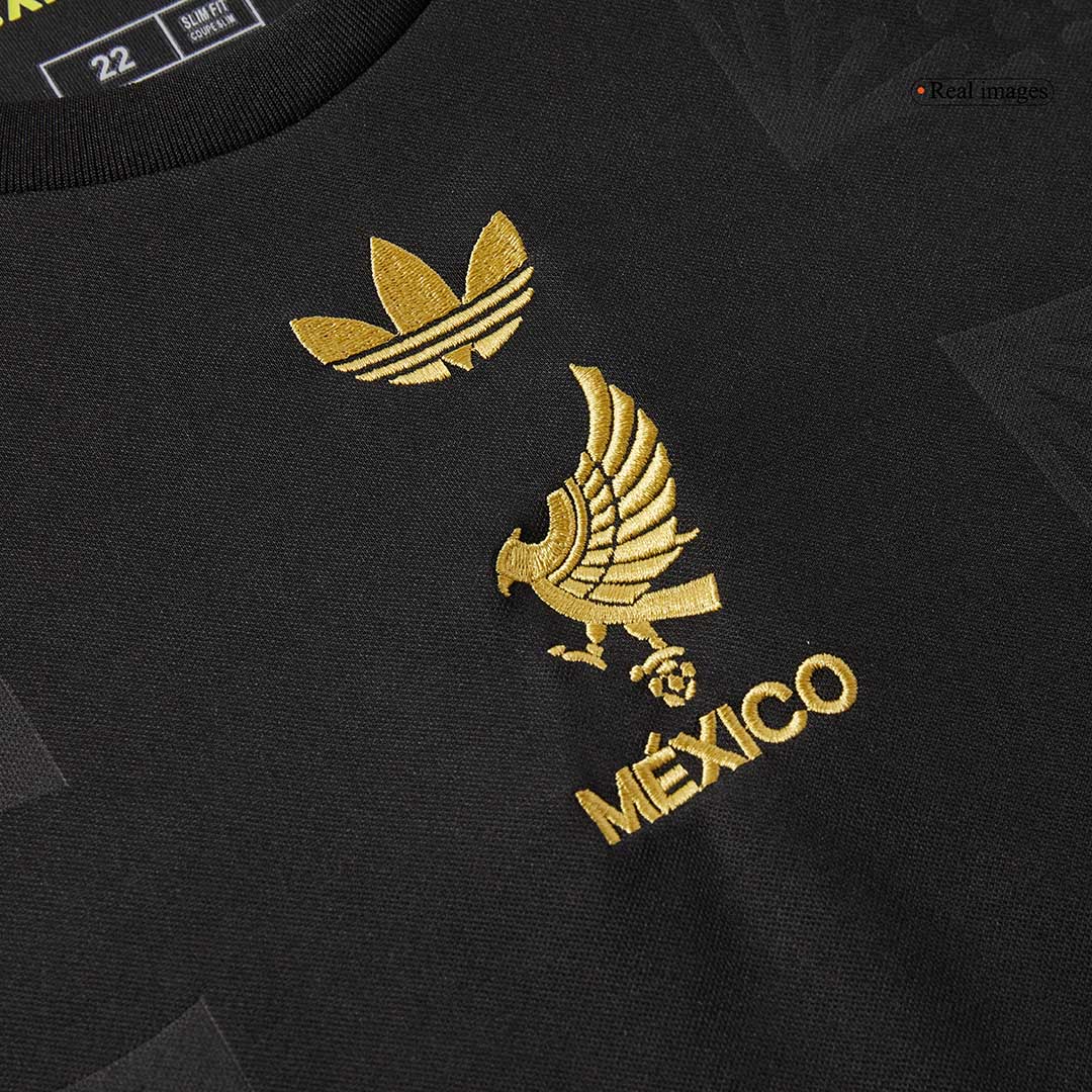 Mexico Third Away Kid's Soccer Jersey Kit (Jersey+Shorts) 2025 Black - Gold Cup
