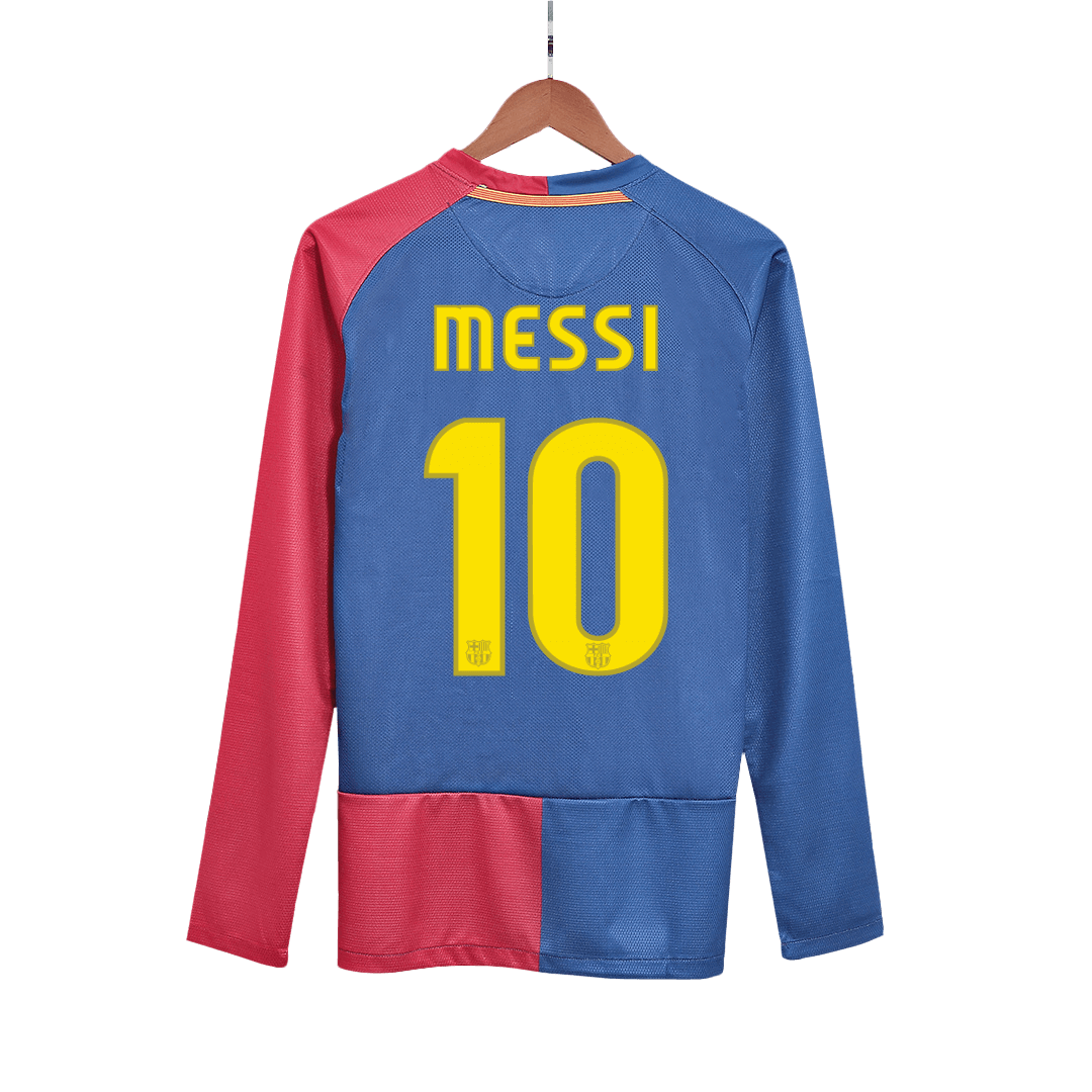 MESSI #10 Barcelona 2008/09 Home Long Sleeve Retro Soccer Jersey - UCL Final