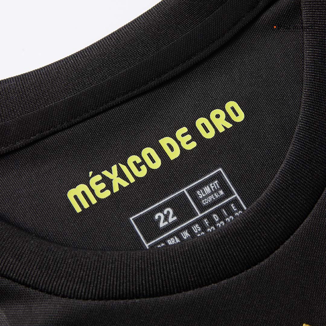 Mexico Third Away Kid's Soccer Jersey Kit (Jersey+Shorts) 2025 Black - Gold Cup