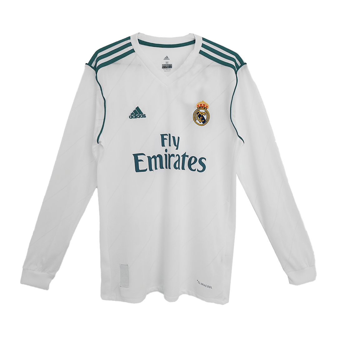 Real Madrid 2017/18 Home Long Sleeve Retro Soccer Jersey