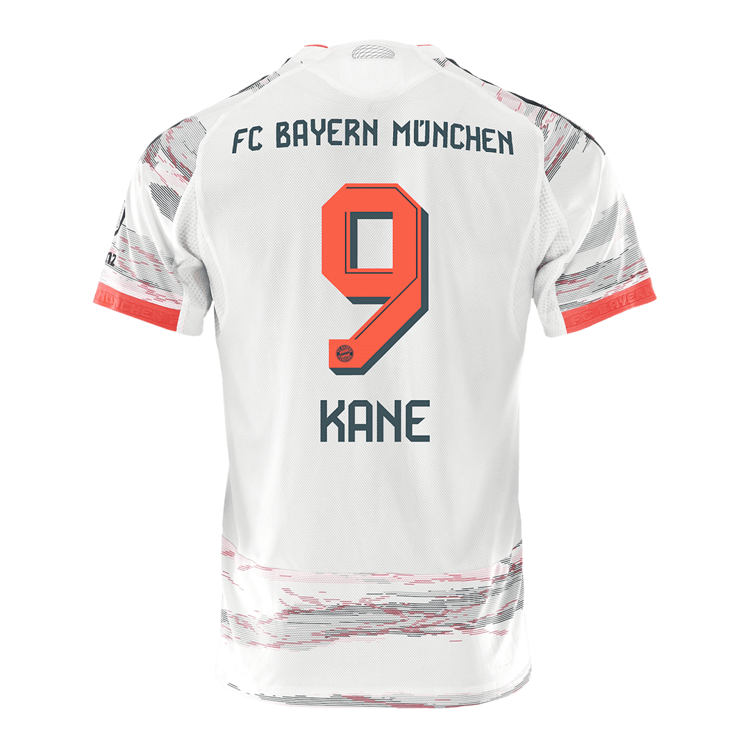 Camiseta de fútbol de Kane #9 del Bayern Munich, versión visitante, temporada 2025/26, blanca