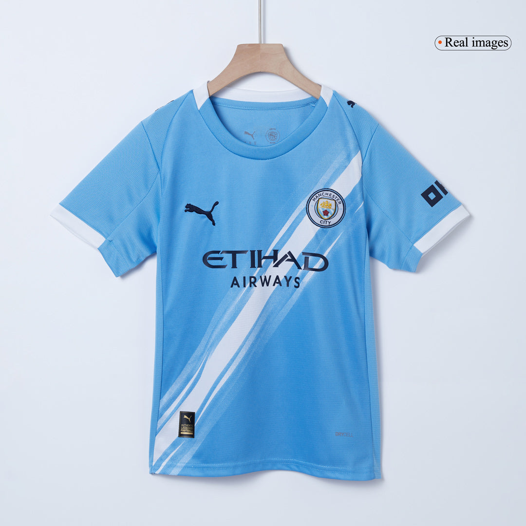 Manchester City Kid's Home Soccer Jersey Kit (Jersey+Shorts) 2025/26 Blue