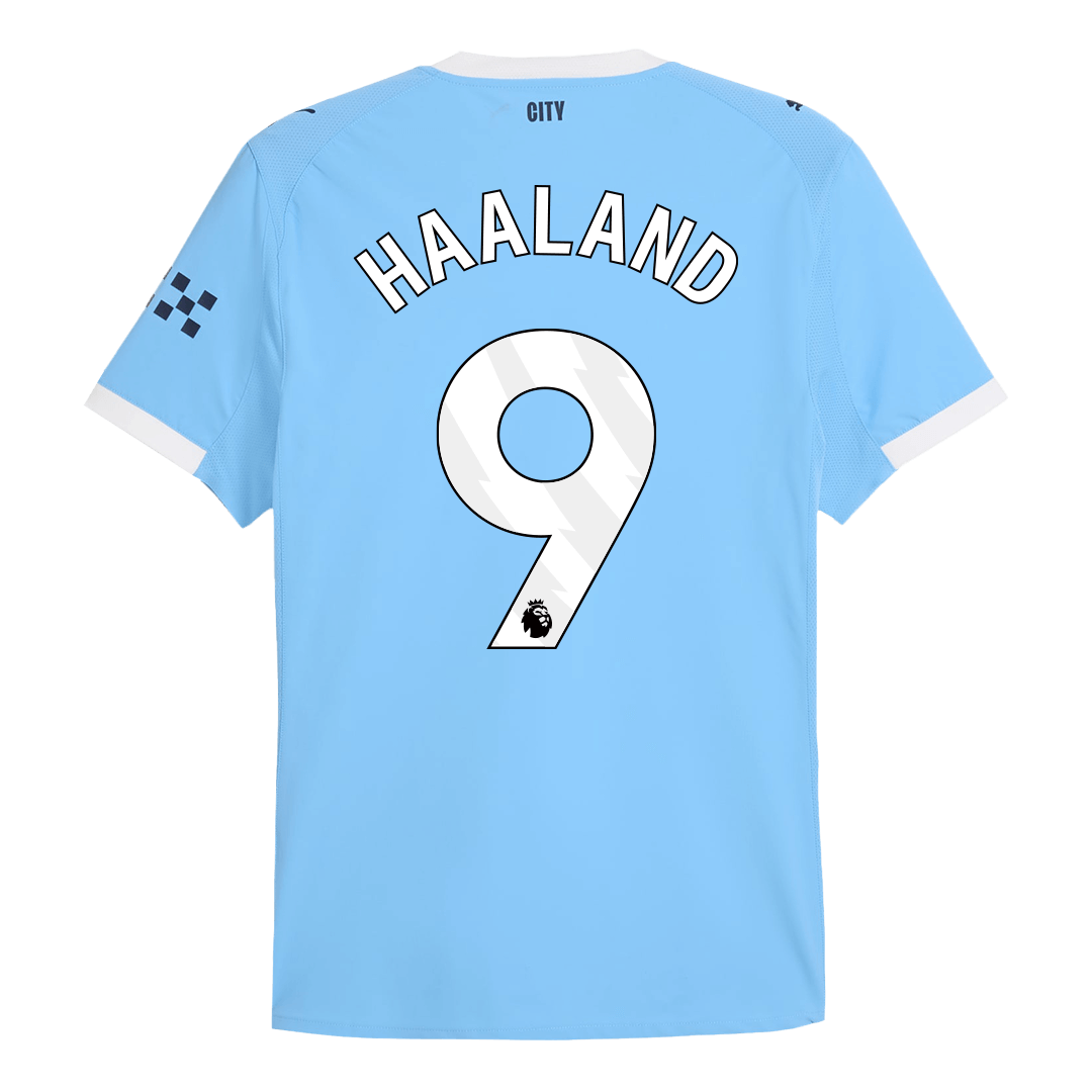 Camiseta de fútbol de HAALAND #9 del Manchester City, versión jugador local, temporada 2025/26, azul