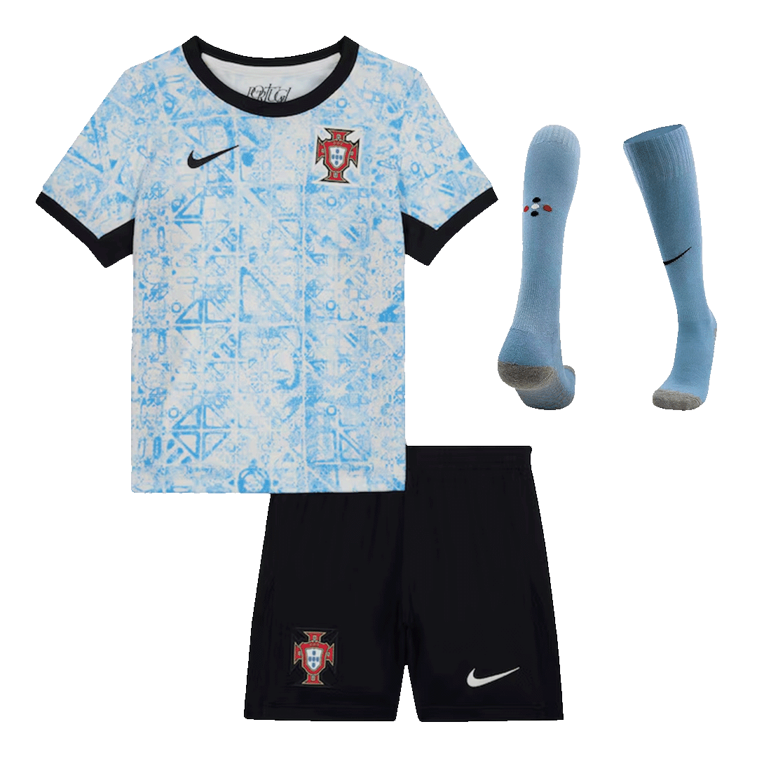 Portugal Kid's Away Football Jersey Kit (Jersey+Shorts+Socks) Euro 2024