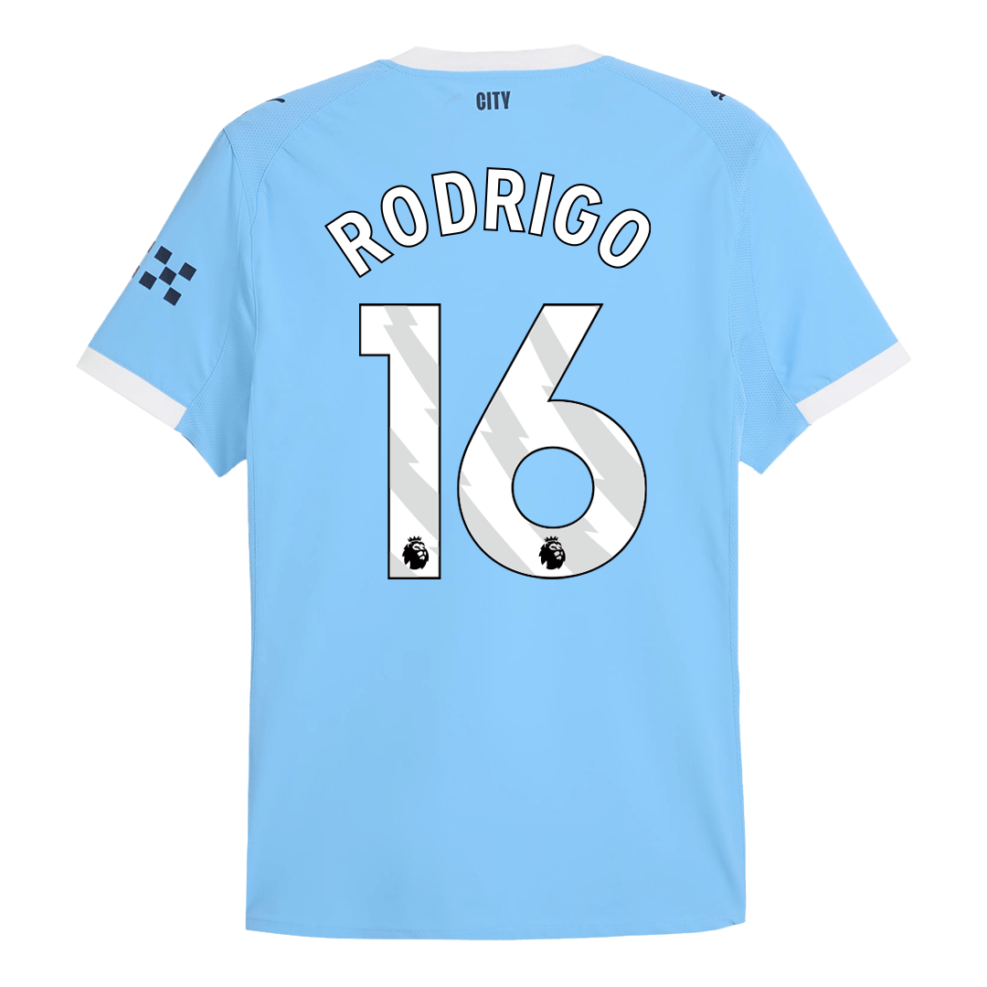 Maillot domicile joueur de Manchester City, version 2025/26, bleu, RODRIGO n°16