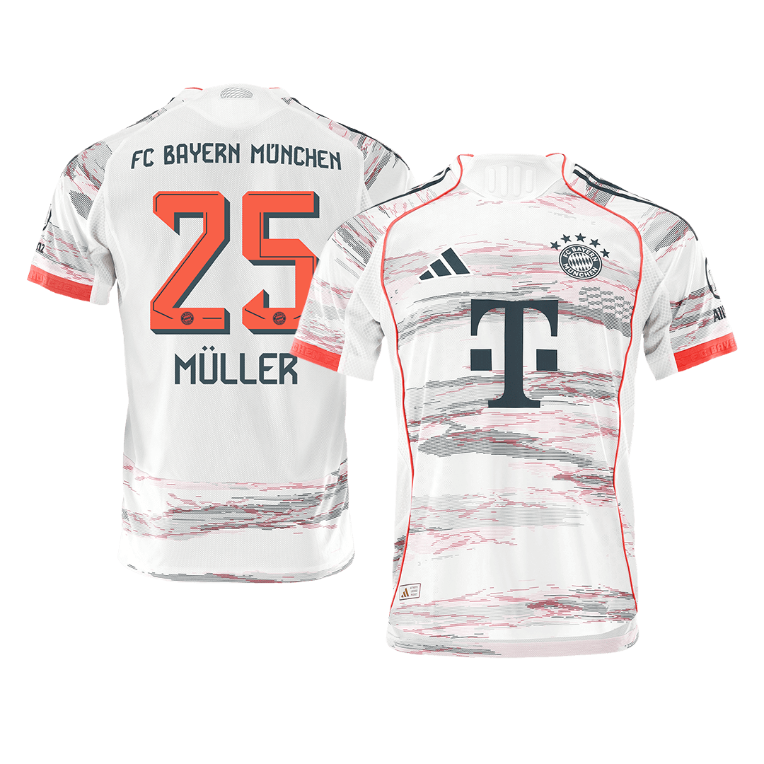 MÜLLER #25 Bayern Munich Away Player Version Soccer Jersey 2025/26 White