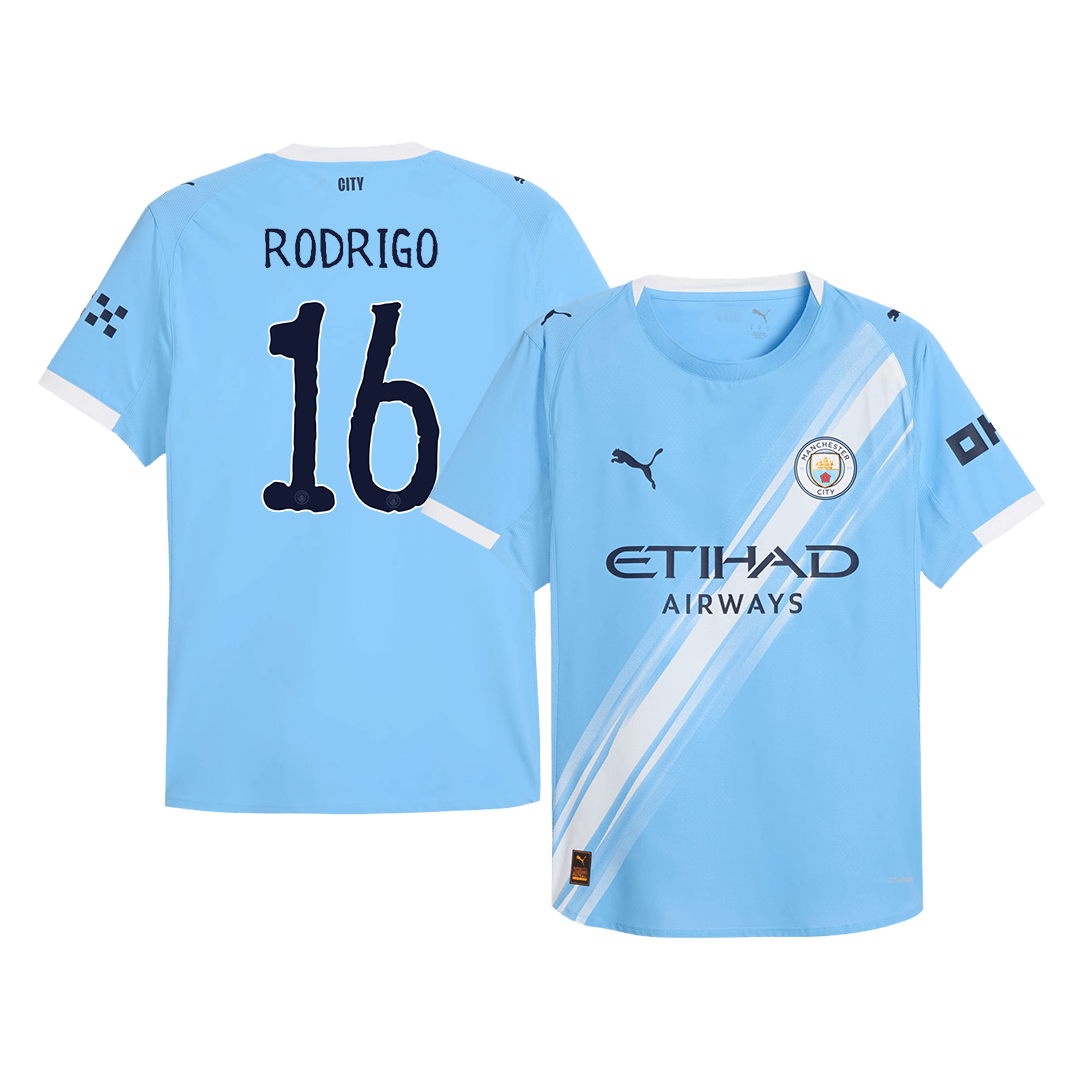 RODRIGO #16 Manchester City Home Player Version Soccer Jersey 2025/26 Blue - Club World Cup