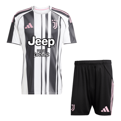 Juventus Home Soccer Jersey Kit (Jersey+Shorts) 2025/26 Black&White