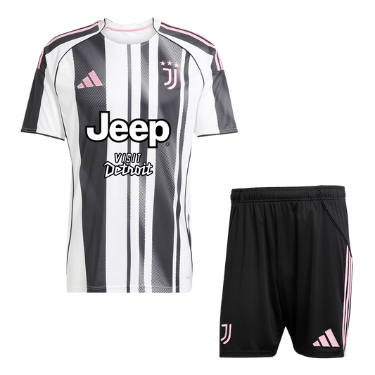 Juventus Home Soccer Jersey Kit (Jersey+Shorts) 2025/26 Black&White