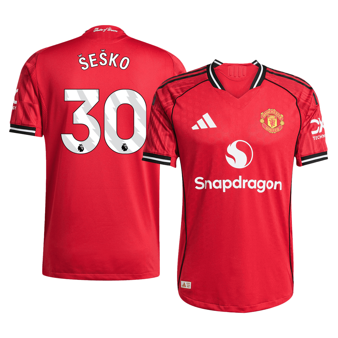 ŠEŠKO #30 Manchester United Home Player Version Soccer Jersey 2025/26
