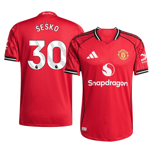 ŠEŠKO #30 Manchester United Home Player Version Soccer Jersey 2025/26