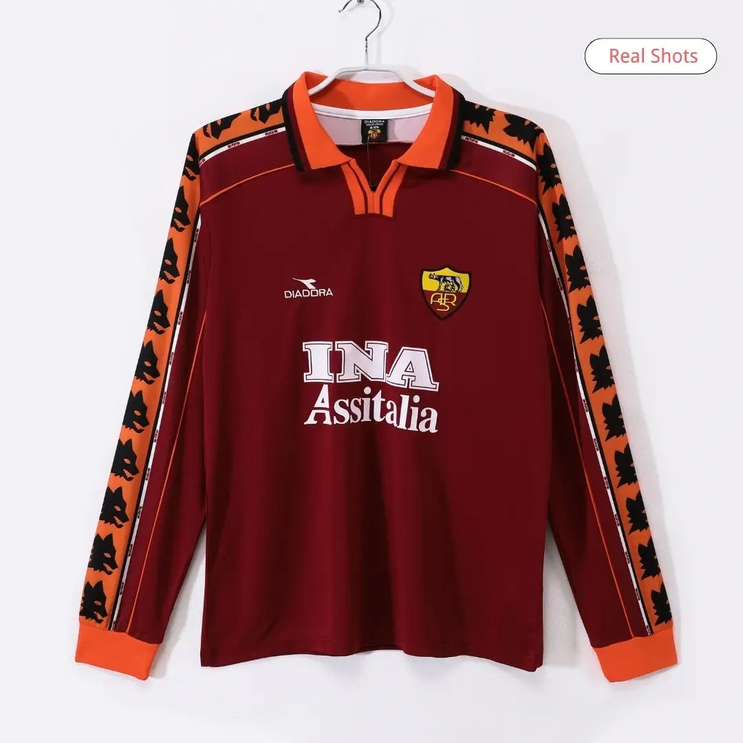 Roma 1998/99 Home Retro Soccer Long Sleeve Jersey