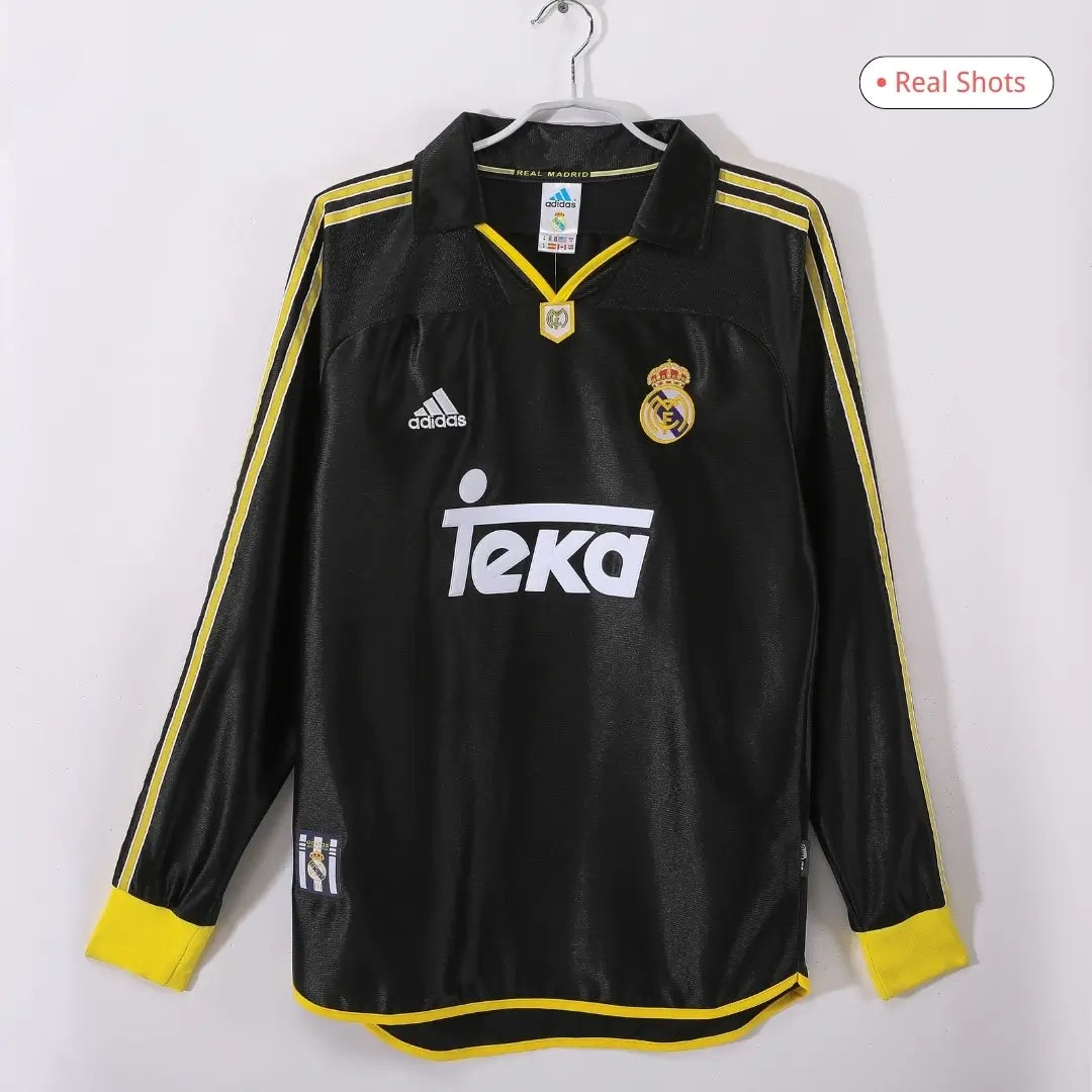 Camiseta de fútbol retro de manga larga de visitante del Real Madrid 1999/00