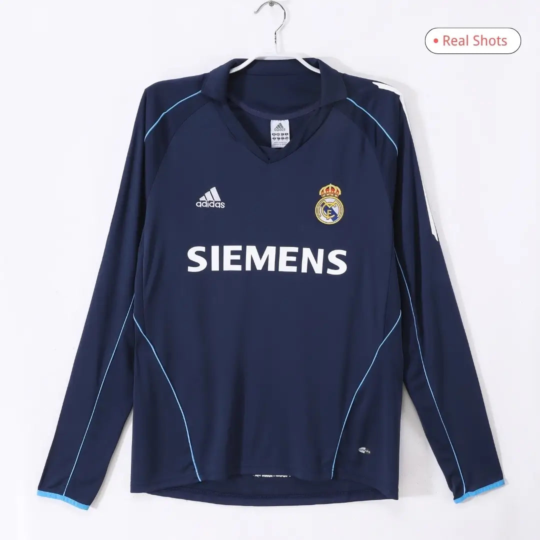 Real Madrid 2005/06 Away Long Sleeve Retro Soccer Jersey