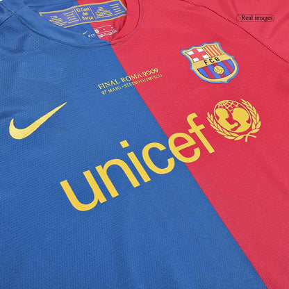 MESSI #10 Barcelona 2008/09 Home Long Sleeve Retro Soccer Jersey - UCL Final