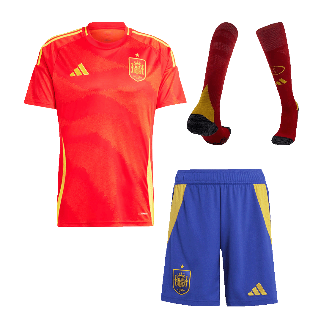 Spain Home Football Jersey Kit (Jersey+Shorts+Socks) Euro 2024
