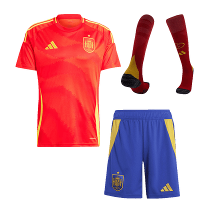 Spain Home Football Jersey Kit (Jersey+Shorts+Socks) Euro 2024