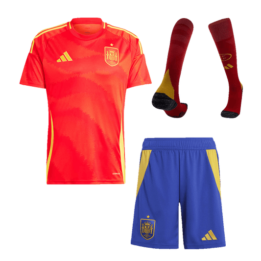 Spain Home Football Jersey Kit (Jersey+Shorts+Socks) Euro 2024