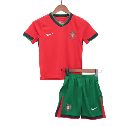 Portugal Kid's Home Football Jersey Kit (Jersey+Shorts+Socks) Euro 2024