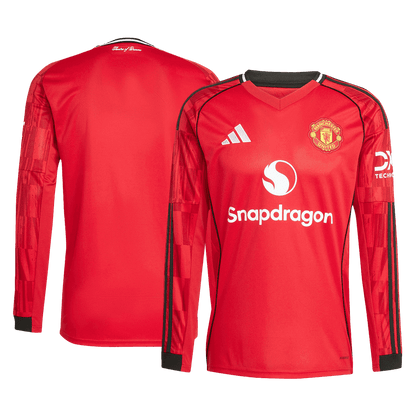 Manchester United Home Long Sleeve Soccer Jersey 2025/26
