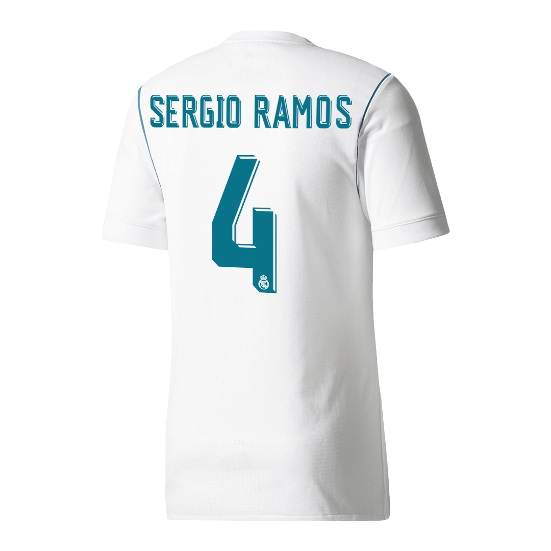 SERGIO RAMOS #4 Retro 2017/18 Real Madrid Home Soccer Jersey
