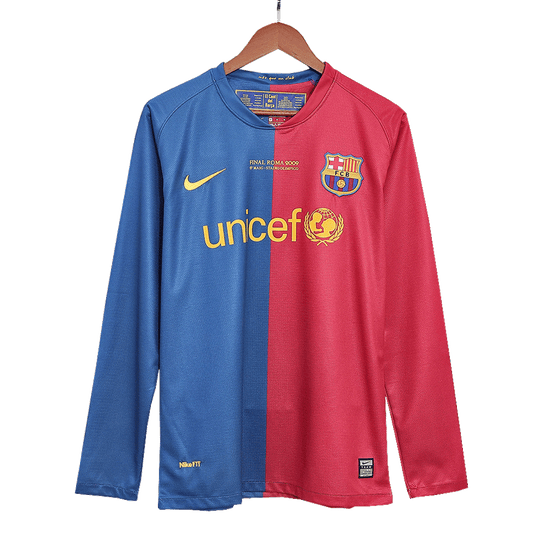 Barcelona 2008/09 Home Long Sleeve Retro Soccer Jersey - UCL Final