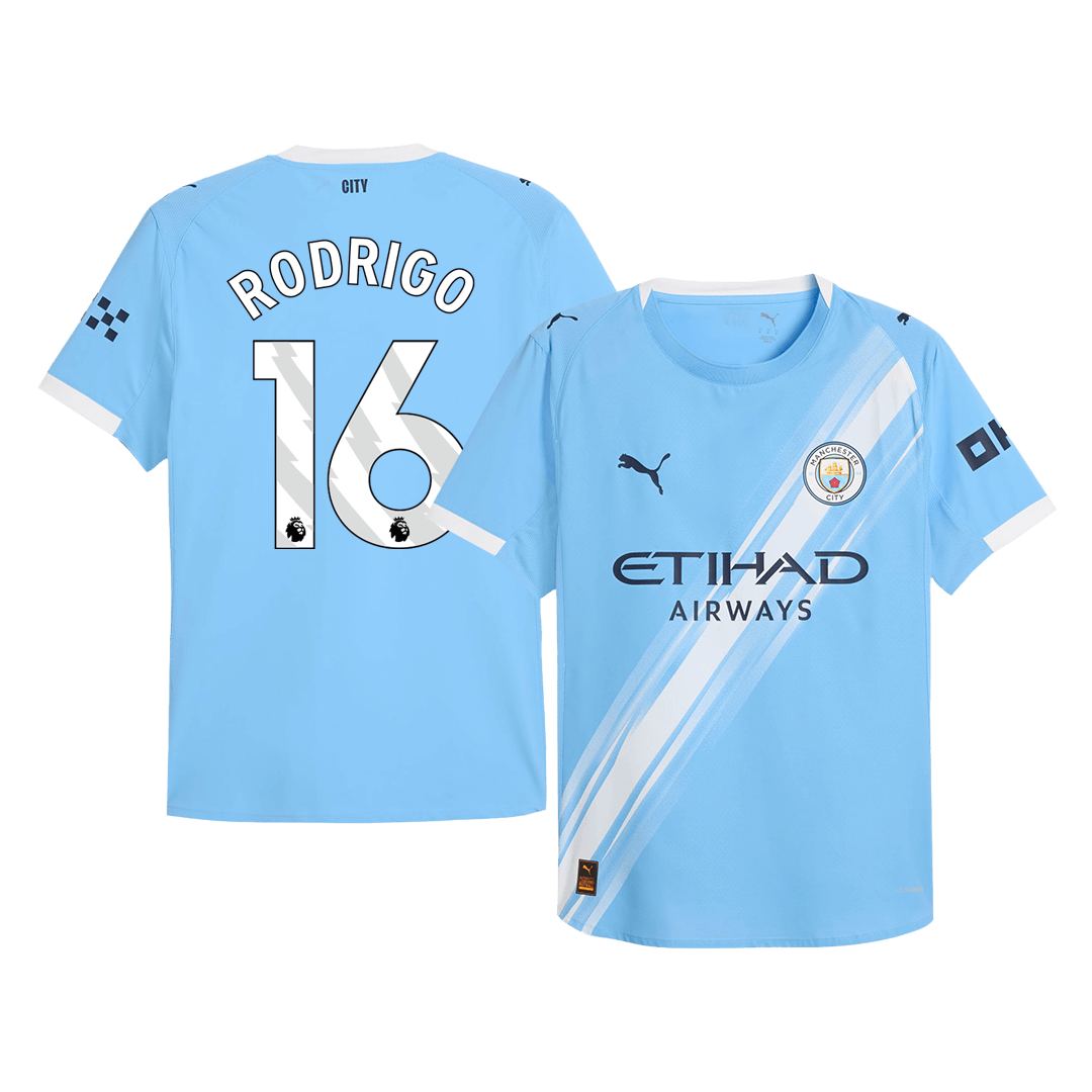 RODRIGO #16 Manchester City Home Player Version Soccer Jersey 2025/26 Blue