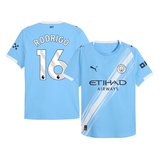 RODRIGO #16 Manchester City Home Player Version Soccer Jersey 2025/26 Blue