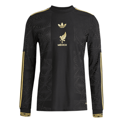 Mexico Third Away Player Version Long Sleeve Soccer Jersey 2025 Black - Gold Cup